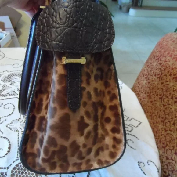 New Michaek Kors Collection Brown Leopard Calf Hair/Croc Print Leather Bag - Picture 6 of 16